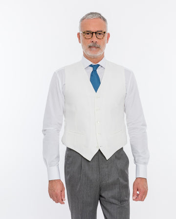 Colete Fraque 100% Linho em Bege Claro